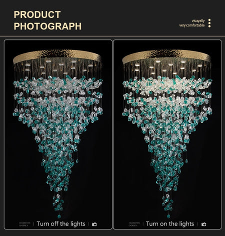 Chandelier - Luxury Large Green Crystal Stone for Lobby Staircase LED SW-36210347 - SWEET-LIGHTS