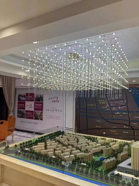 Chandelier - Chrome Square LED Pendant Lamp Stainless Steel For Hall Foyer Restaurant Adjustable Cord SW-36210487 - SWEET-LIGHTS