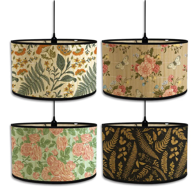Lampshade - Nordic Style Green Plant Pattern Bamboo Art SW-36210457 - SWEET-LIGHTS