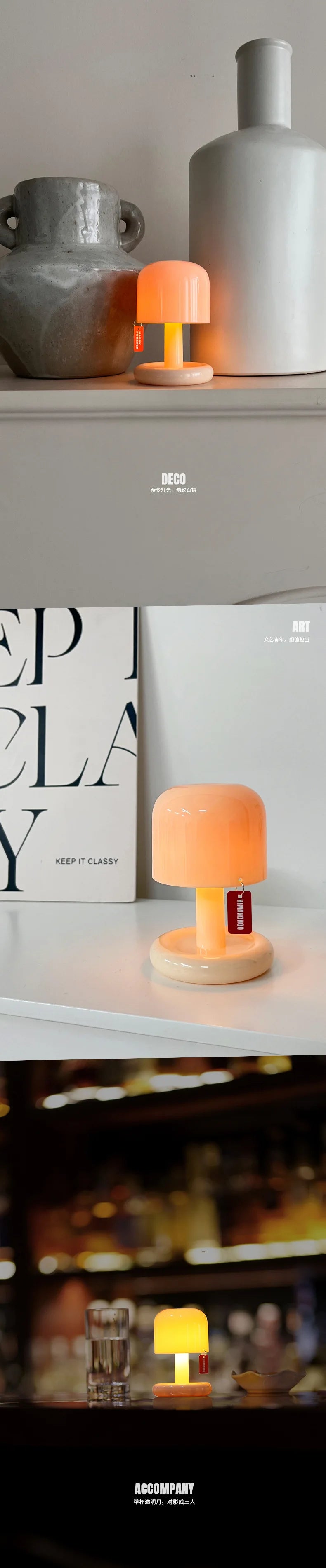 Table Lamp - Mini Desktop Sunset Night Lamp USB Rechargeable Mushroom LED Light SW-36210347 - SWEET-LIGHTS
