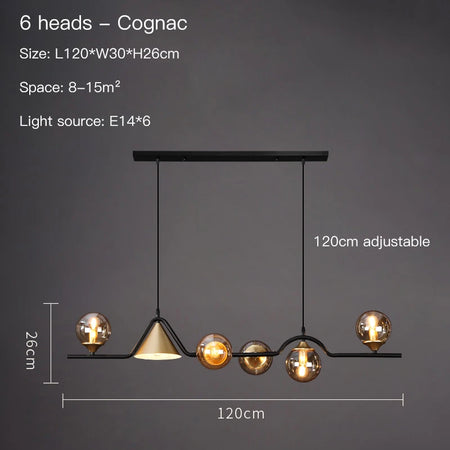 Pendant Light - Nordic Black LED Chandelier E14 Glass Ball SW-36210374 - SWEET-LIGHTS