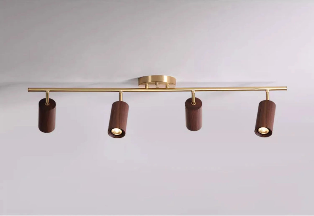 Spotlight - Walnut Wood Brass Spotlight Ceiling Light Fixture for Living Room, Dining Room, Kitchen Island, Corridor, Bedroom SW-36210436 - SWEET-LIGHTS