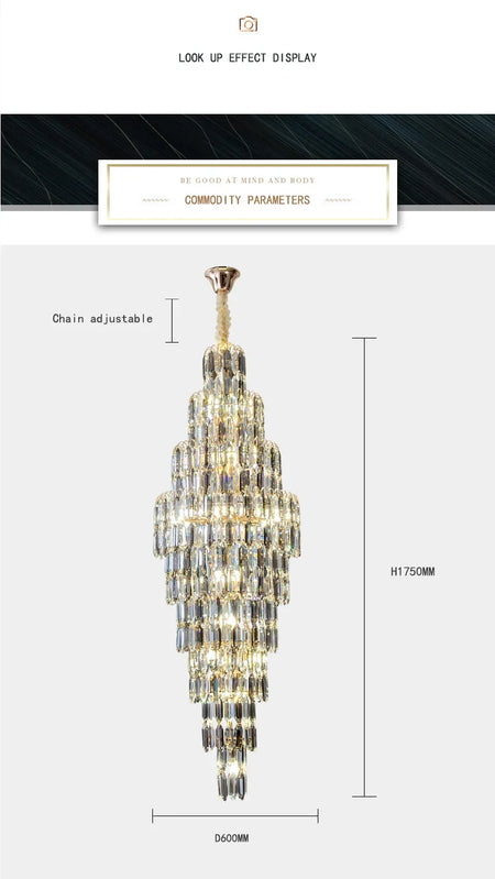 Chandelier - Duplex Building Villa Living Room Crystal Lamp SW-36210457 - SWEET-LIGHTS