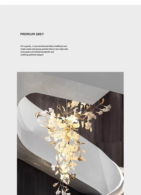 Chandelier - NEW Luxury Staircase Ginkgo Leaf Pendant Lighting SW-36210347 - SWEET-LIGHTS