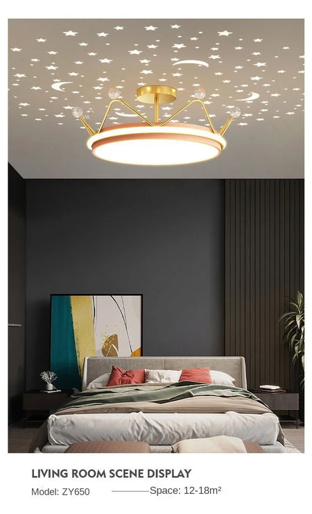 Children Lighting - Crown LED Dimmable Ceiling Chandelier Star And Moon Lamp Pendant Kids Room Decor SW-36210347 - SWEET-LIGHTS