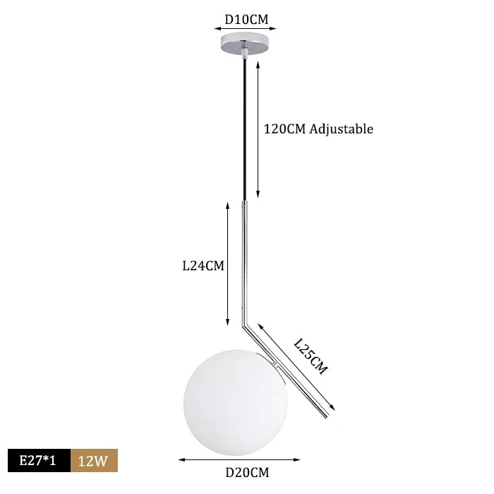 Pendant Light - Modern Glass Ball LED Hanging Lamp Brass Black Chrome SW-36210347 - SWEET-LIGHTS