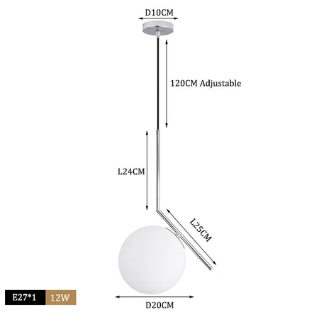 Pendant Light - Modern Glass Ball LED Hanging Lamp Brass Black Chrome SW-36210347 - SWEET-LIGHTS