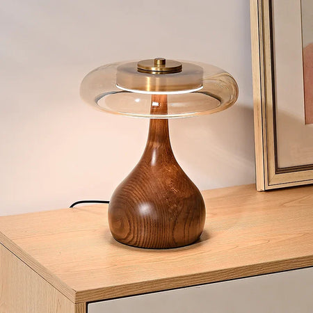 Table Lamp - 12W Luxury Copper Wood Glass Desk Lamp SW-36210234 - SWEET-LIGHTS