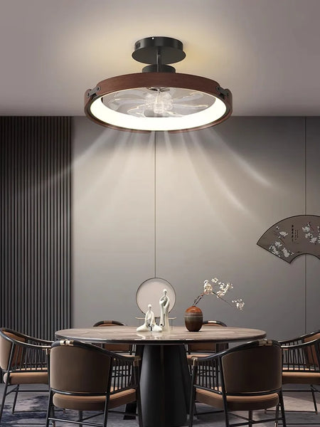 Fans - BOSSEN Modern Walnut Fan Lamp for Living Room Decor SW-36210348 - SWEET-LIGHTS