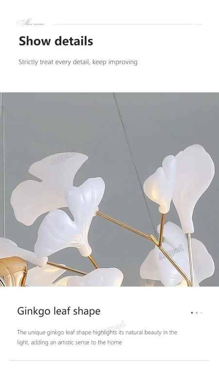 Chandelier - Nordic Ginkgo Leaf Hanging Light for Modern Spaces SW-36210789 - SWEET-LIGHTS