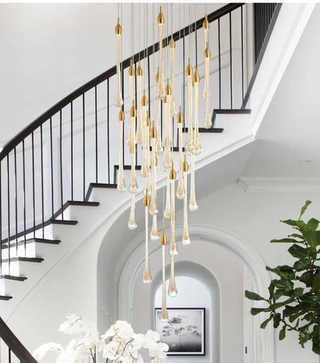 Chandelier - Modern Crystal LED Chandelier Gold Long Stair Fixtures SW-36210354 - SWEET-LIGHTS