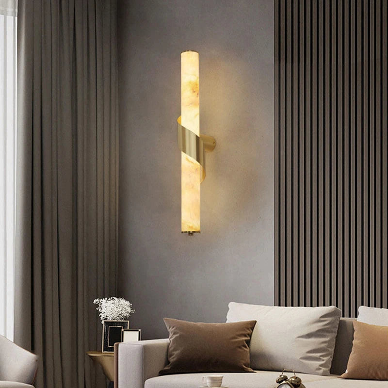 Wall Light - Art Deco Natural Marble Dimmable Copper LED Sconce SW-36210789 - SWEET-LIGHTS