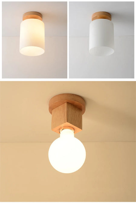 Ceiling Light - Modern Glass Lamp with Wooden Frame for Living Room Dining Kitchen SW-36210457 - SWEET-LIGHTS