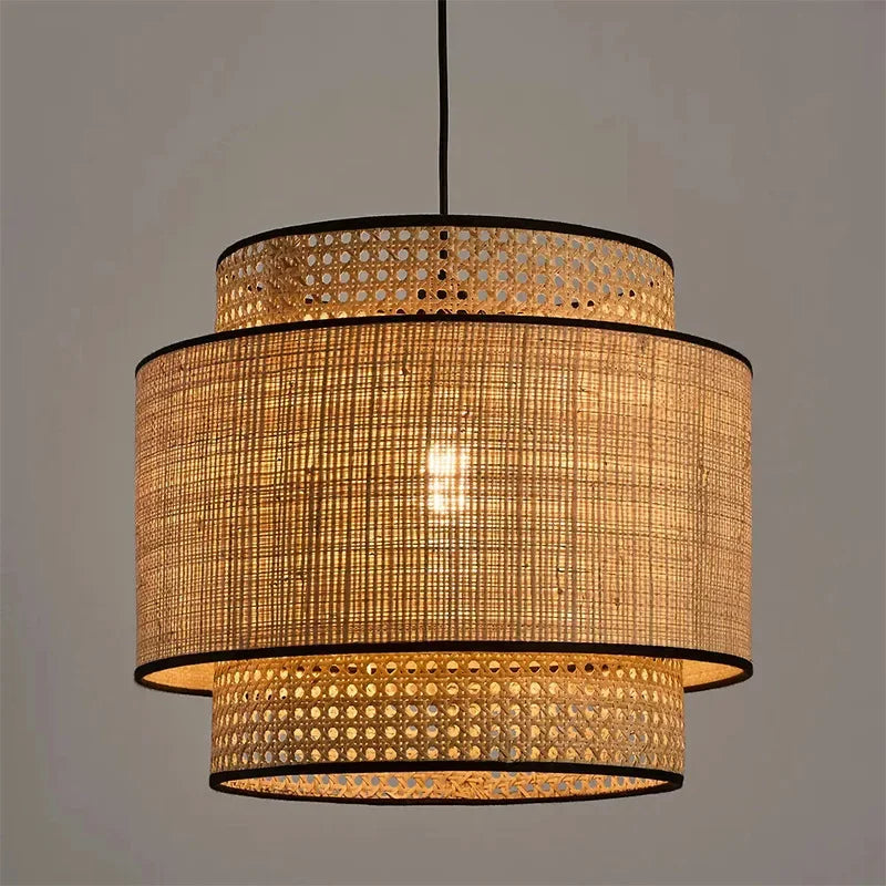 Lampshade - Rattan Hanging Lamp Shade Handwoven Drum Light SW-36210457 - SWEET-LIGHTS