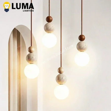 Pendant Light - Luma Cream Yellow Travertine Stone Lamp SW-36210324 - SWEET-LIGHTS