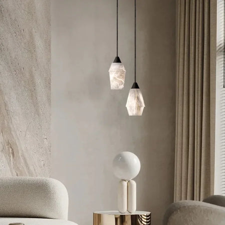 Pendant Light - Natural Marble Alabaster Copper Chandelier SW-36210349 - SWEET-LIGHTS