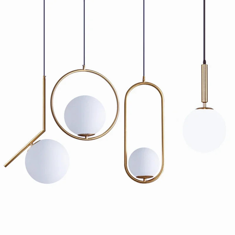 Pendant Light - Modern Glass Ball LED Hanging Lamp Brass Black Chrome SW-36210347 - SWEET-LIGHTS