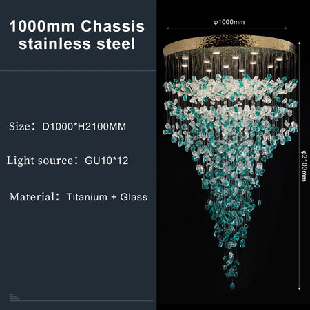 Chandelier - Luxury Large Green Crystal Stone for Lobby Staircase LED SW-36210347 - SWEET-LIGHTS