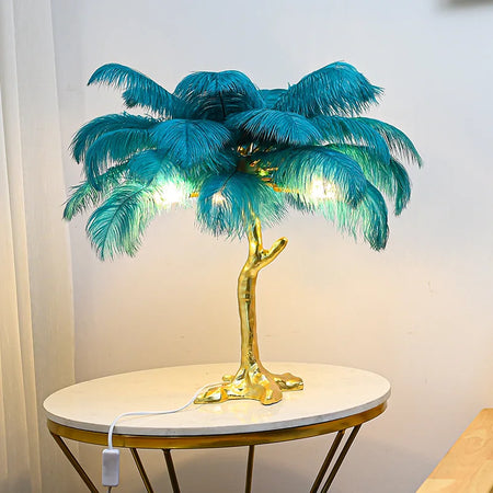 Table Lamp - Feather Table Lamp Bedroom Nordic Living Room Resin Ostrich Feather SW-36210345 - SWEET-LIGHTS