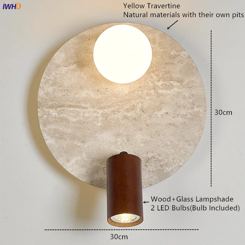 Wall Light - IWHD Modern Nordic LED Walnut Yellow Travertine Lamp SW-36210357 - SWEET-LIGHTS