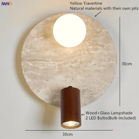Wall Light - IWHD Modern Nordic LED Walnut Yellow Travertine Lamp SW-36210357 - SWEET-LIGHTS