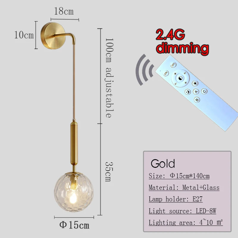 Wall Light - Nordic 2.4G Remote Control Dimming Black/Gold Lamp SW-36210345 - SWEET-LIGHTS
