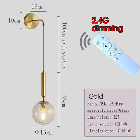 Wall Light - Nordic 2.4G Remote Control Dimming Black/Gold Lamp SW-36210345 - SWEET-LIGHTS