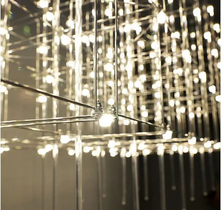 Chandelier - Chrome Square LED Pendant Lamp Stainless Steel For Hall Foyer Restaurant Adjustable Cord SW-36210487 - SWEET-LIGHTS