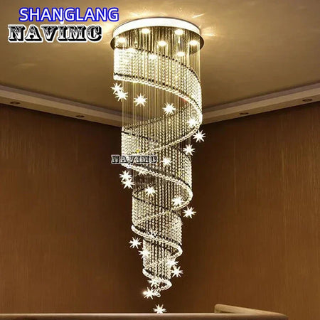 Chandelier - Modern Crystal Moon And Star Spiral Design For Lobby Stair Lighting SW-36210324 - SWEET-LIGHTS
