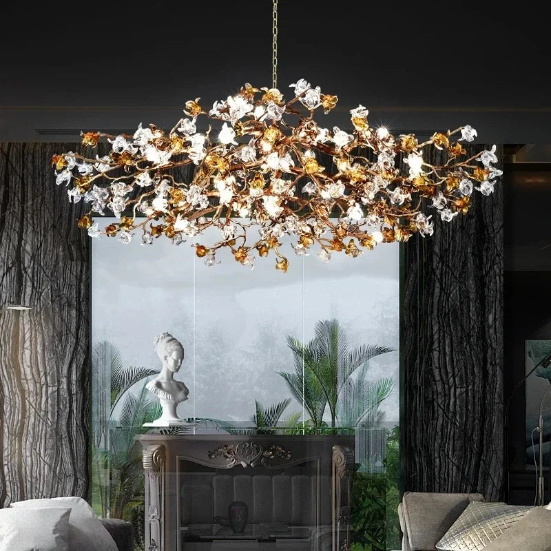 Chandelier - Style Vintage Copper Flower LED Light SW-36210458 - SWEET-LIGHTS