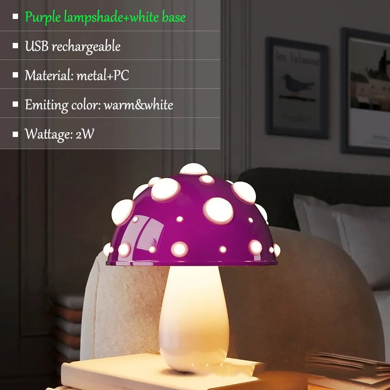 Table Lamp - Fly Amanita Mushroom Lamp with Dual Color LED G9 Bulb USB Rechargeable Desk Light SW-36210458 - SWEET-LIGHTS
