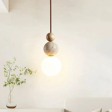 Pendant Light - Luma Cream Yellow Travertine Stone Lamp SW-36210324 - SWEET-LIGHTS