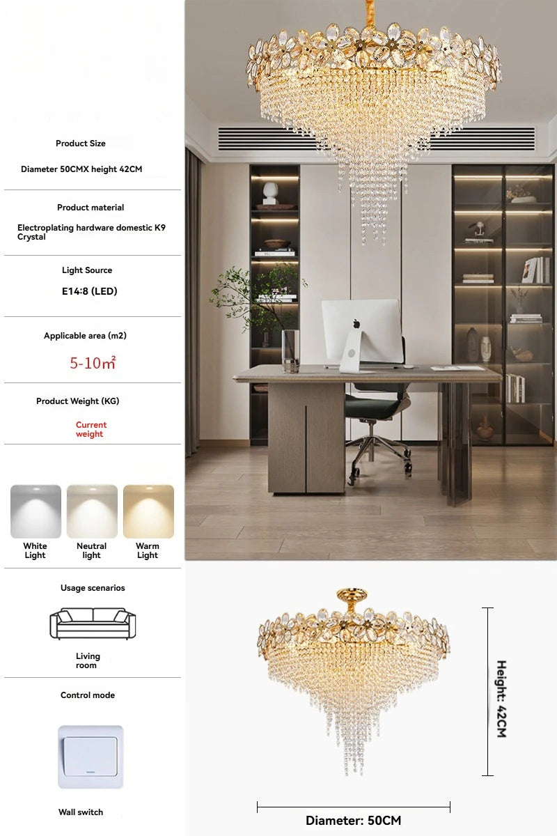 Chandelier - Modern Flower Crystal Tassel Ceiling Pendant Lights SW-36210347 - SWEET-LIGHTS