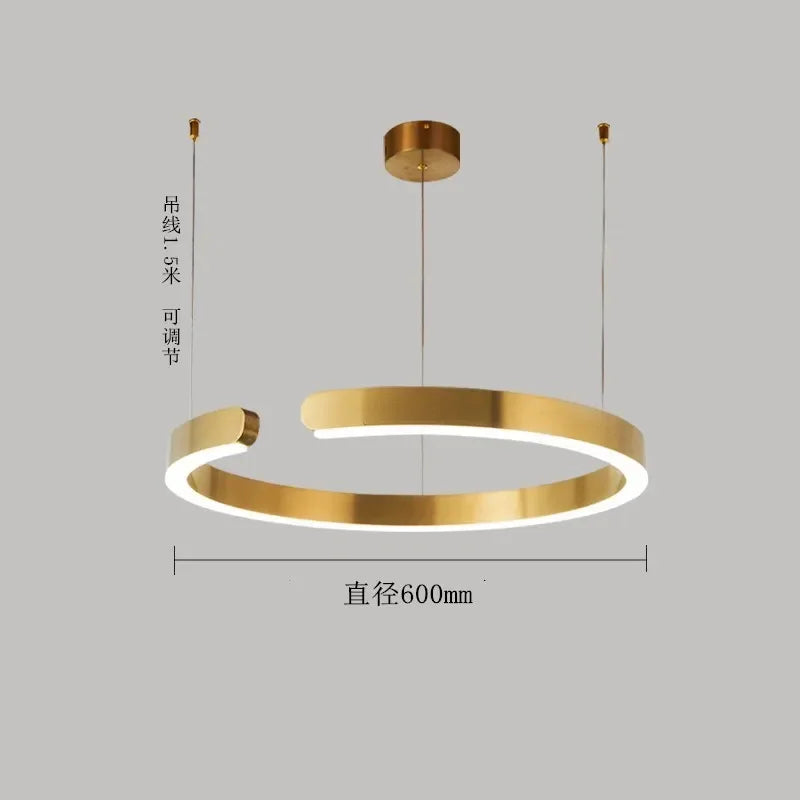 Pendant Light - Nordic Ring Led Pendant Lamps Dimmable Black Gold Home Decor Fixture SW-36210345 - SWEET-LIGHTS