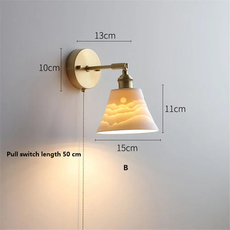 Wall Light - Modern White Ceramic Wall Mounted Lamps for Hotel Bedroom Bedside Pull Switch Sconce Nordic Hallway Aisle SW-36210458 - SWEET-LIGHTS
