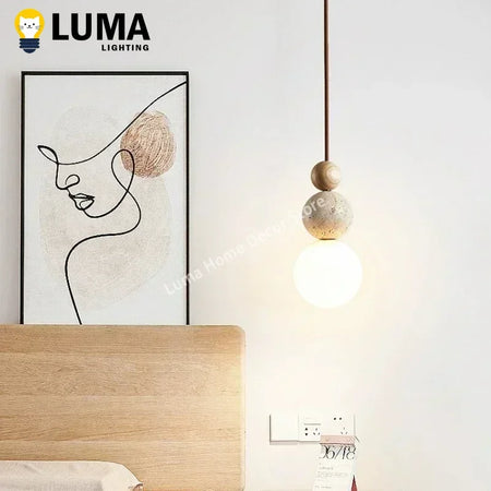 Pendant Light - Luma Cream Yellow Travertine Stone Lamp SW-36210324 - SWEET-LIGHTS