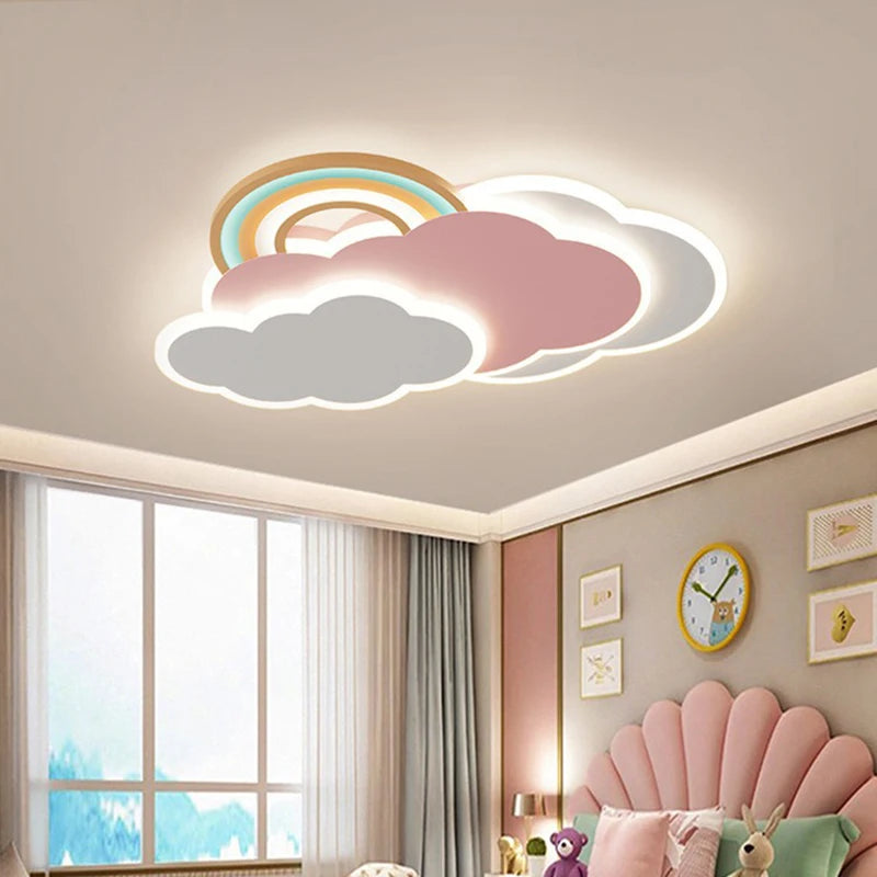 Children Lighting - Romantic Rainbow Cloud Ceiling Lamps 50cm 60cm Pink Light Remote Control SW-36210345 - SWEET-LIGHTS