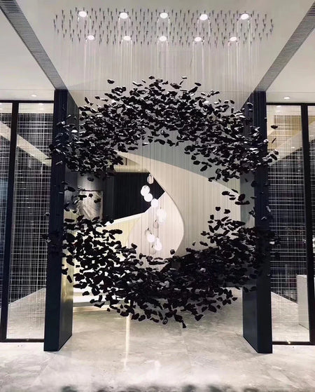 Pendant Light - Black Art Crystal Chandelier LED Luxury Staircase Home Light Fixtures SW-36214567 - SWEET-LIGHTS