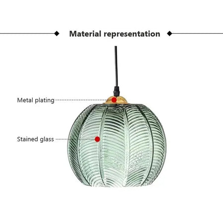 Pendant Light - Nordic Glass Green Leaf Pattern Fixture SW-36210789 - SWEET-LIGHTS
