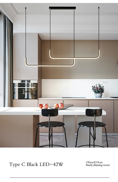 Pendant Light - Modern LED Strip Chandelier Gold Indoor Lamp SW-36210345 - SWEET-LIGHTS