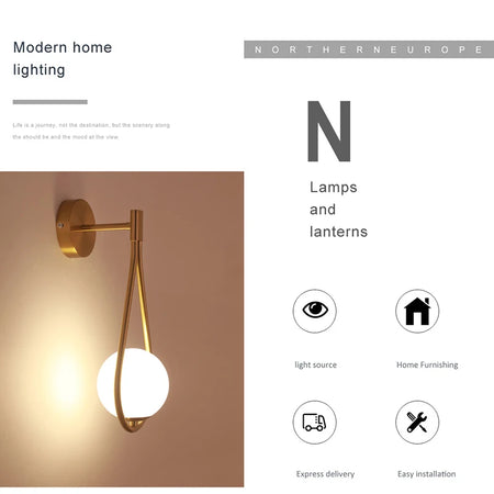 Wall Light - Interior LED Wall Lamps Wall Lighting Fixtures for Bedroom Living Room Indoor Frosted Glass Ball Sconce SW-36210458 - SWEET-LIGHTS