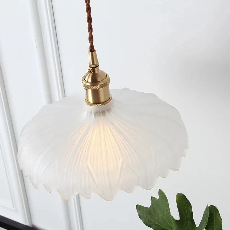 Pendant Light - Japanese Brass Semicircular Glass Chandelier for Bedroom and Dining Room SW-36210456 - SWEET-LIGHTS