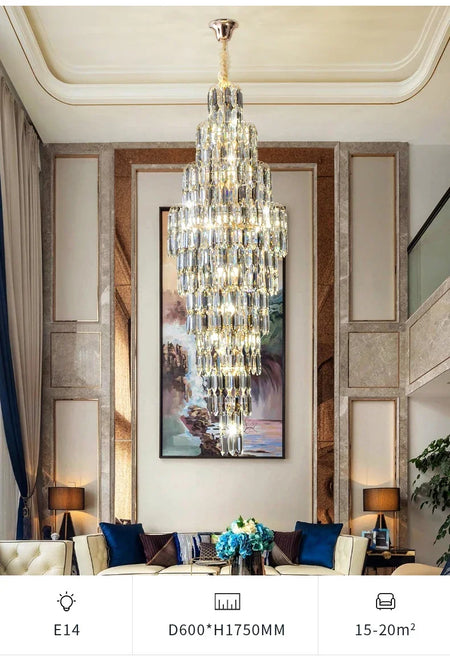 Chandelier - Duplex Building Villa Living Room Crystal Lamp SW-36210457 - SWEET-LIGHTS
