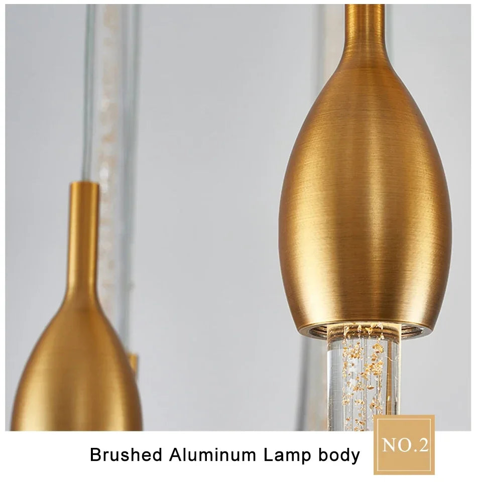 Chandelier - Modern Crystal LED Chandelier Gold Long Stair Fixtures SW-36210354 - SWEET-LIGHTS