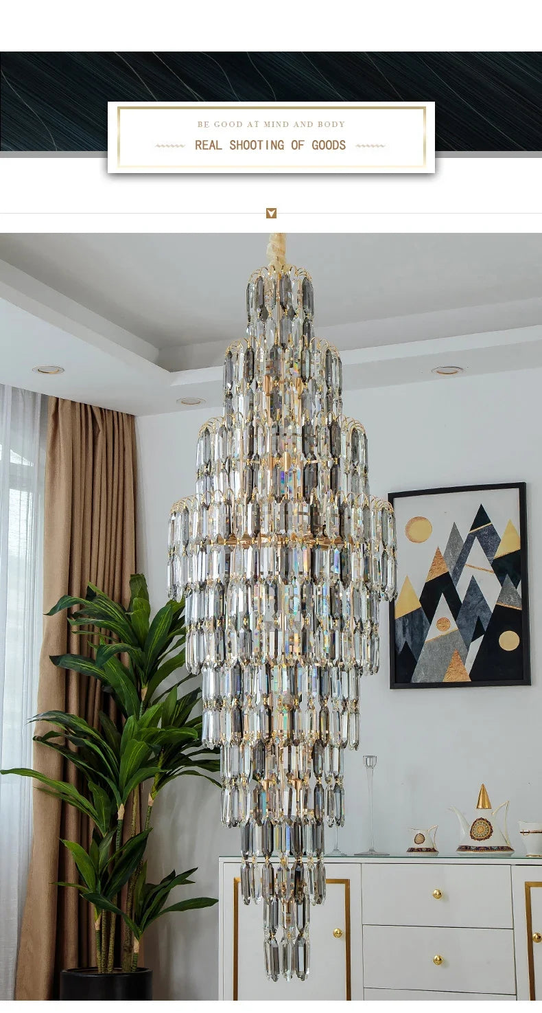 Chandelier - Duplex Building Villa Living Room Crystal Lamp SW-36210457 - SWEET-LIGHTS
