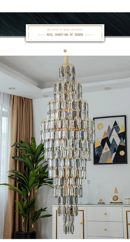 Chandelier - Duplex Building Villa Living Room Crystal Lamp SW-36210457 - SWEET-LIGHTS
