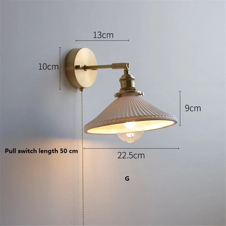 Wall Light - Modern White Ceramic Wall Mounted Lamps for Hotel Bedroom Bedside Pull Switch Sconce Nordic Hallway Aisle SW-36210458 - SWEET-LIGHTS