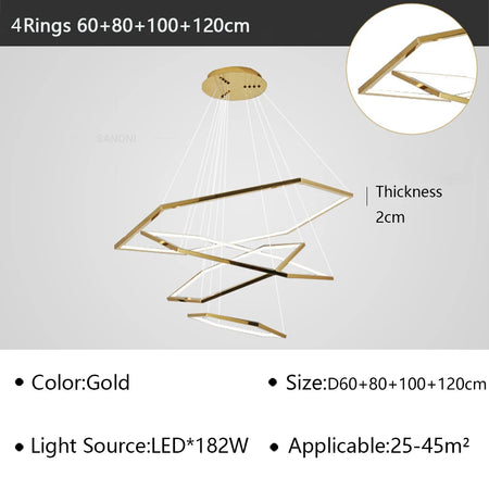 Pendant Light - Modern Luxury Gold Hexagon LED Chandelier SW-36210578 - SWEET-LIGHTS