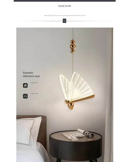 Pendant Light - Nordic Colorful Butterfly LED Pendant Lamps for Home Bedroom Living Room Indoor Golden Lighting SW-36210478 - SWEET-LIGHTS