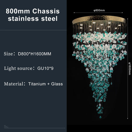 Chandelier - Luxury Large Green Crystal Stone for Lobby Staircase LED SW-36210347 - SWEET-LIGHTS